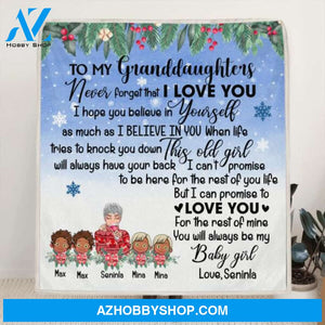 Custom Personalized Grandma & Granddaughter Quilt/Fleece Blanket - Upto 4 Kids - You Will Always Be My Baby Girl