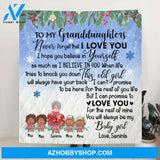 Custom Personalized Grandma & Granddaughter Quilt/Fleece Blanket - Upto 4 Kids - You Will Always Be My Baby Girl