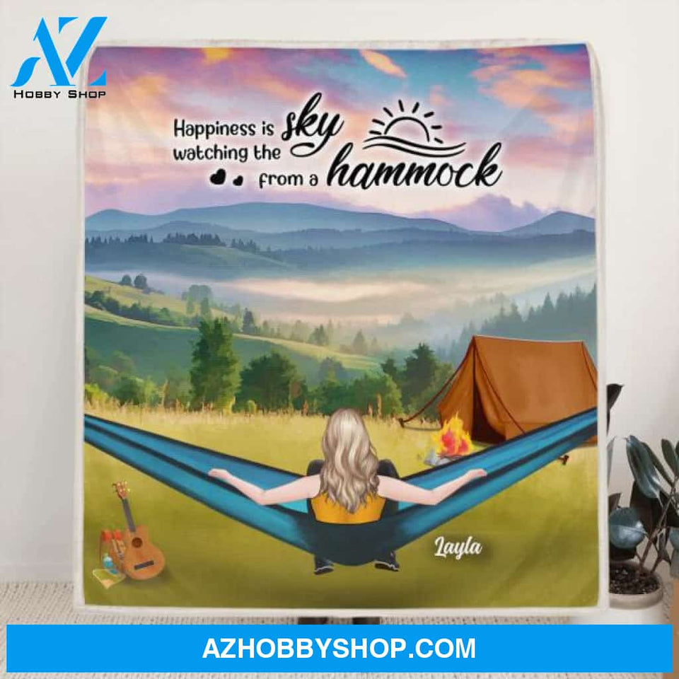 Custom Personalized Hammocks Camping Quilt/ Fleece Blanket - Man/ Woman/ Couple - Life Is Better In A Hammock - QH90N4