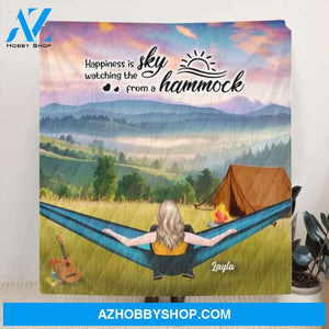 Custom Personalized Hammocks Camping Quilt/ Fleece Blanket - Man/ Woman/ Couple - Life Is Better In A Hammock - QH90N4