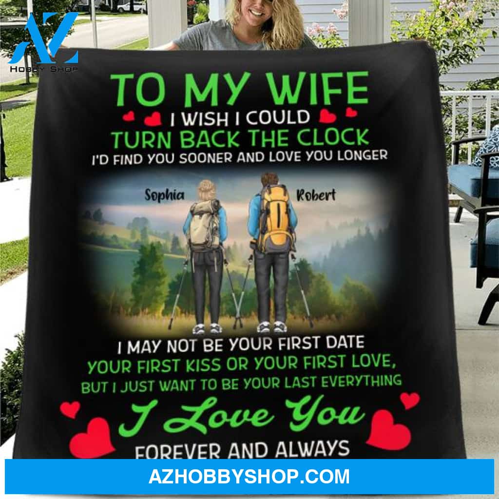 Custom Personalized Hiking Couple Single Layer Fleece/Quilt - Gift For Couple/ Hiking Lovers - I Love You Forever and Always