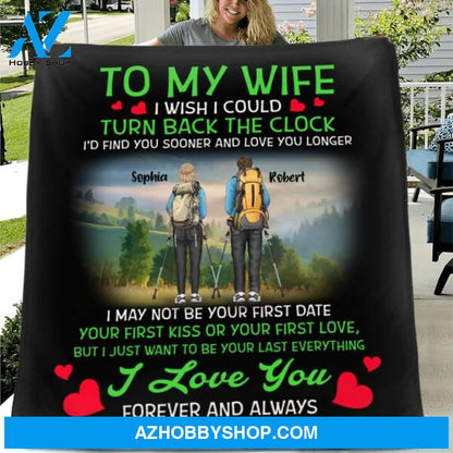 Custom Personalized Hiking Couple Single Layer Fleece/Quilt - Gift For Couple/ Hiking Lovers - I Love You Forever and Always