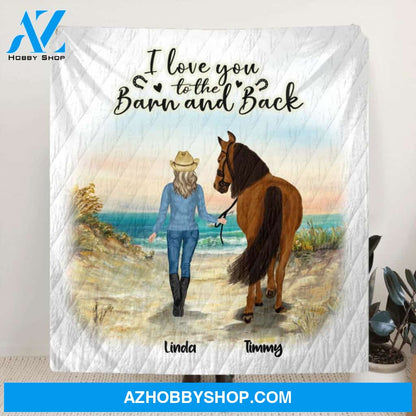 Custom Personalized Horse Girl Quilt/Fleece Blanket - Upto 7 Horses - Best Gift For Horse Lover - Just A Girl Who Loves Horses