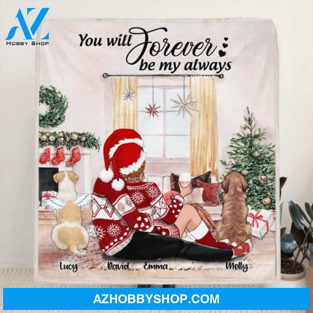 Custom Personalized Hugging Couple Xmas Quilt/Fleece Blanket - Couple With Upto 2 Pets - Best Gift For Christmas - You Will Forever Be My Always - EWFNOK