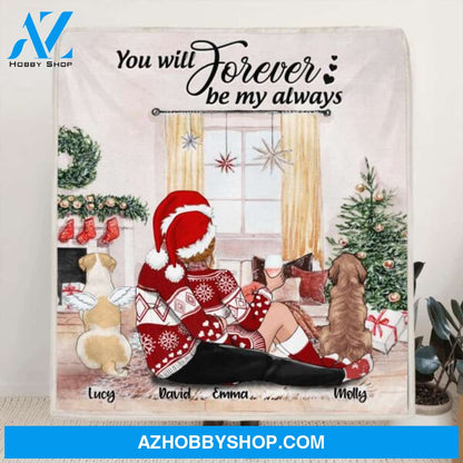 Custom Personalized Hugging Couple Xmas Quilt/Fleece Blanket - Couple With Upto 2 Pets - Best Gift For Christmas - You Will Forever Be My Always - EWFNOK