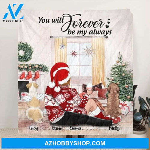 Custom Personalized Hugging Couple Xmas Quilt/Fleece Blanket - Couple With Upto 2 Pets - Best Gift For Christmas - You Will Forever Be My Always - EWFNOK