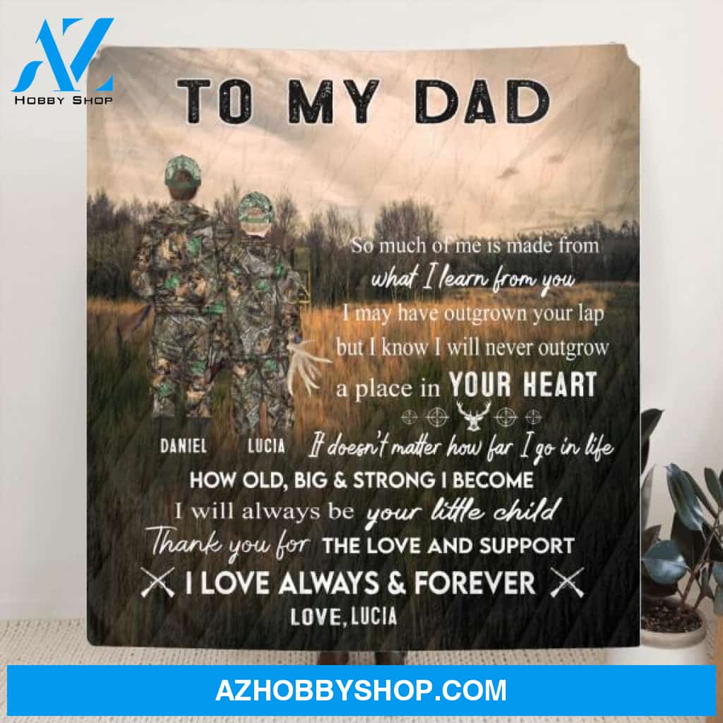 Custom Personalized Hunting Father and Kid Blanket - Best Gift For Dad From Son and Daughter - Thank You For The Love And Support - Q46PNT