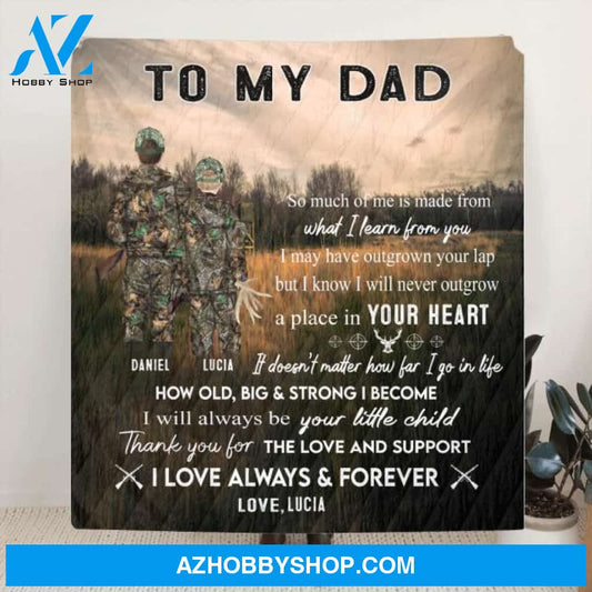Custom Personalized Hunting Father and Kid Blanket - Best Gift For Dad From Son and Daughter - Thank You For The Love And Support - Q46PNT