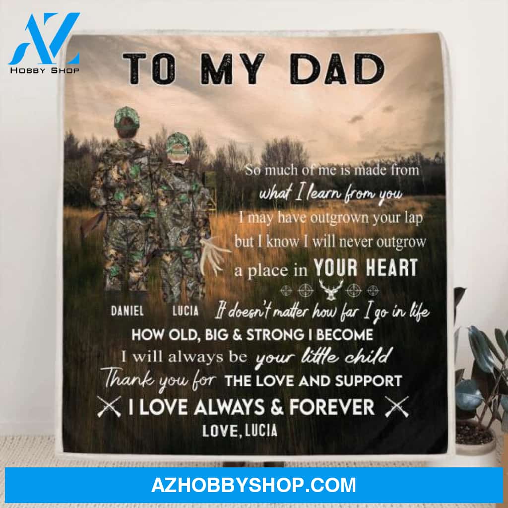 Custom Personalized Hunting Father and Kid Blanket - Best Gift For Dad From Son and Daughter - Thank You For The Love And Support - Q46PNT