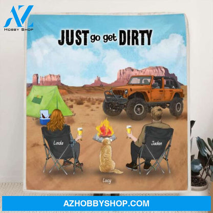 Custom Personalized Jeeping - Offroad SUVs Quilt/Fleece Blanket - Best Gift Idea For Jeep Lovers - Man/Woman/Couple With Upto 3 Pets - Just Go Get Dirty