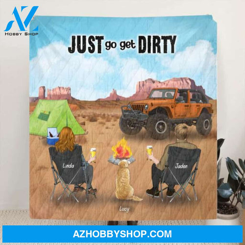 Custom Personalized Jeeping - Offroad SUVs Quilt/Fleece Blanket - Best Gift Idea For Jeep Lovers - Man/Woman/Couple With Upto 3 Pets - Just Go Get Dirty