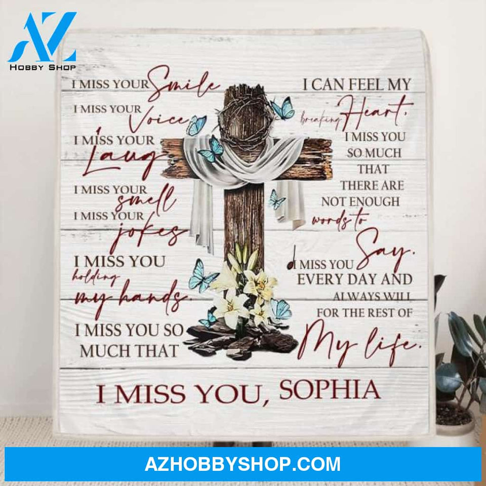 Custom Personalized Memorial Quilt/ Fleece Blanket - Memorial Gift- I Miss You