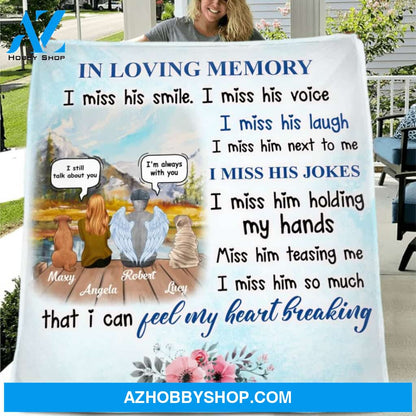 Custom Personalized Memorial Single Layer Fleece/ Quilt - Gift Idea For Father/ Dog Lovers With Up To 2 Dogs - I Miss His Smile