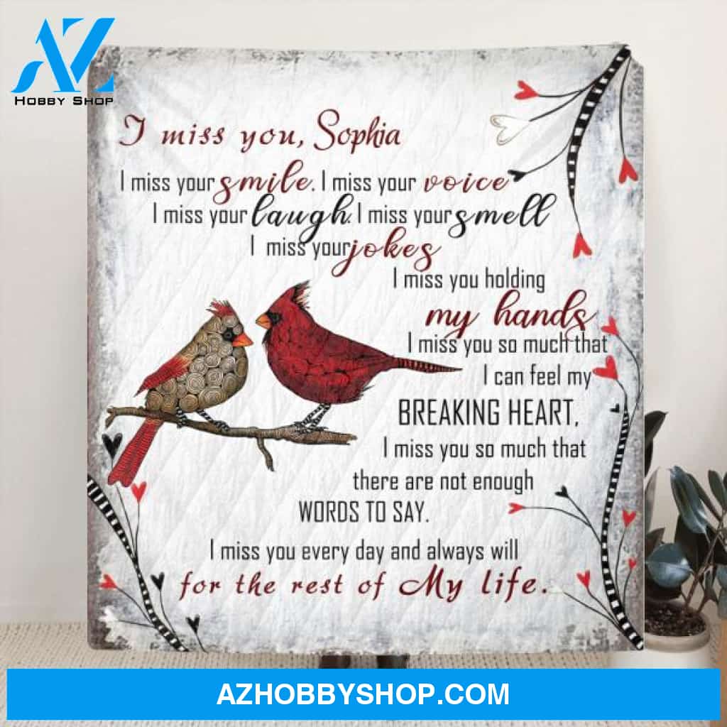 Custom Personalized Memorial Quilt/ Fleece Blanket - Memorial Gift - I Miss You