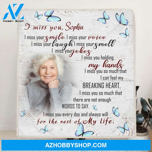 Custom Personalized Memorial Quilt/ Fleece Blanket - Memorial Gift - I Miss You