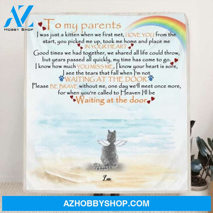 Custom Personalized Memorial Cat Quilt/ Fleece Blanket - Parents With Upto 6 Cats- Memorial Gift For Cat Lovers - M04NKJ