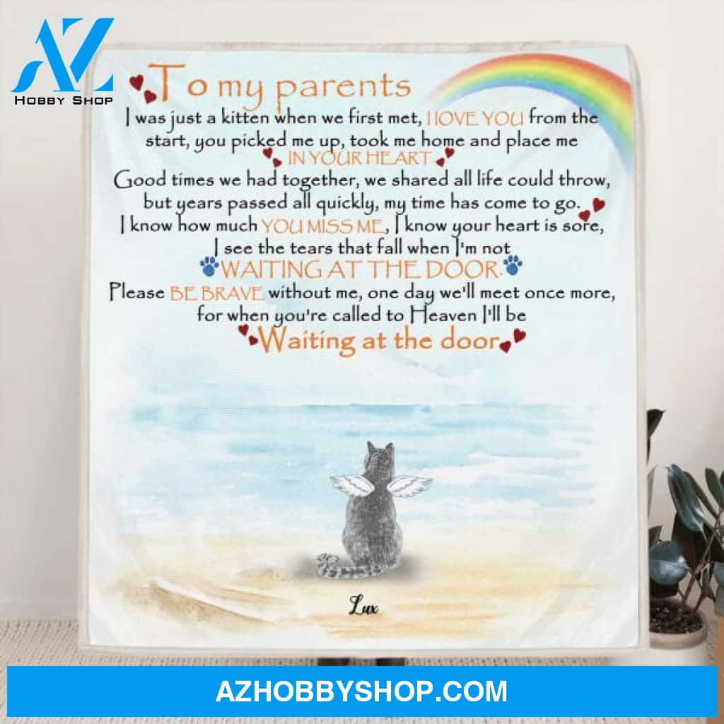 Custom Personalized Memorial Cat Quilt/ Fleece Blanket - Parents With Upto 6 Cats- Memorial Gift For Cat Lovers - M04NKJ