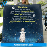 Custom Personalized Memorial Dog Quilt/Fleece Blanket - Gift Idea For Dog Lover - I'm Here