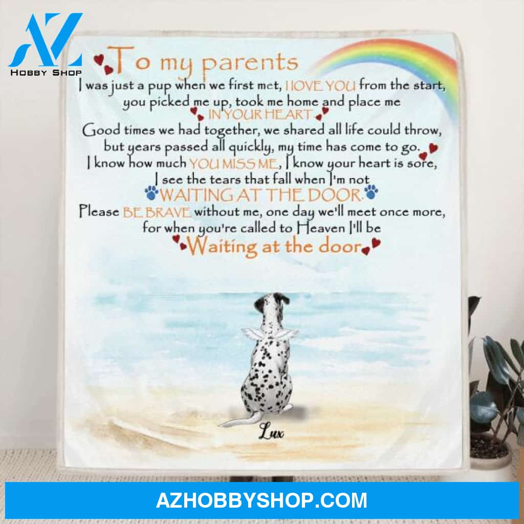 Custom Personalized Memorial Dog Quilt/ Fleece Blanket - Parents With Upto 4 Dogs - Best Gift For Dog Lovers - M04NKJ