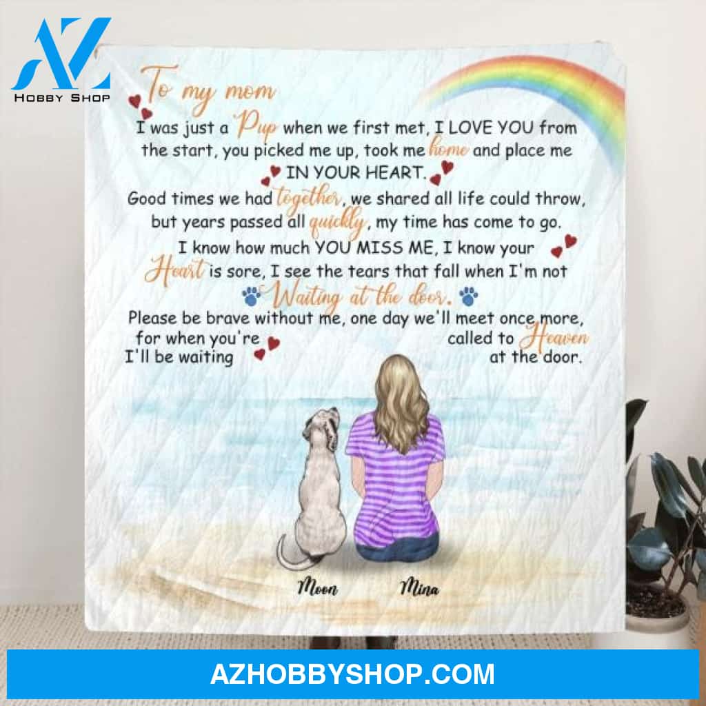Custom Personalized Memorial Dog Quilt/ Fleece Blanket - Single Parent With Upto 4 Dogs - Best Gift For Dog Lovers - M04NKJ