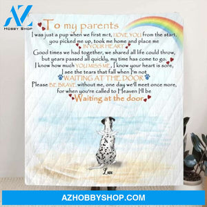 Custom Personalized Memorial Dog Quilt/ Fleece Blanket - Parents With Upto 4 Dogs - Best Gift For Dog Lovers - M04NKJ