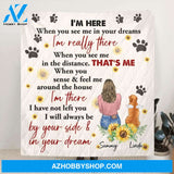 Custom Personalized Memorial Dog Mom Quilt/Fleece Blanket - Upto 2 Dogs - Gift Idea For Mother's Day/Dog Lover - I'm Here