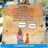 Custom Personalized Memorial Dog Mom Quilt/Fleece Blanket - Upto 4 Dogs - Gift Idea For Mother's Day/Dog Lover - I'm Here