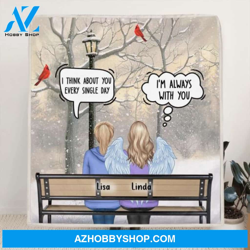 Custom Personalized Memorial Family Quilt/Fleece Blanket - Daughters/ Sons With Mom/Dad - Memorial Gift For Family Members - We Still Talk About You