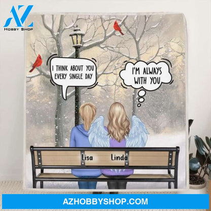 Custom Personalized Memorial Family Quilt/Fleece Blanket - Daughters/ Sons With Mom/Dad - Memorial Gift For Family Members - We Still Talk About You