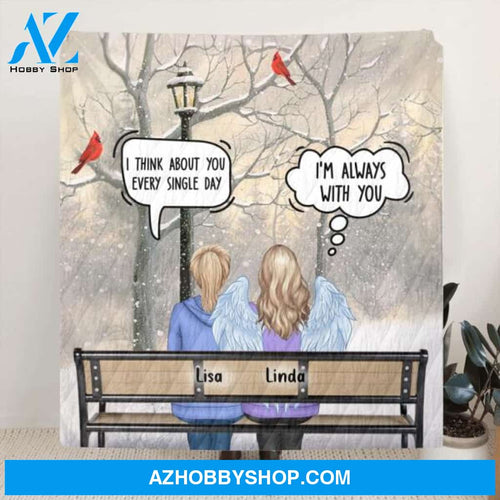 Custom Personalized Memorial Family Quilt/Fleece Blanket - Daughters/ Sons With Mom/Dad - Memorial Gift For Family Members - We Still Talk About You