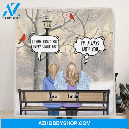 Custom Personalized Memorial Family Quilt/Fleece Blanket - Daughters/ Sons With Mom/Dad - Memorial Gift For Family Members - We Still Talk About You