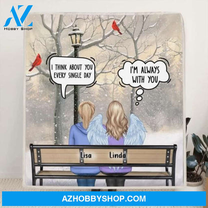Custom Personalized Memorial Family Quilt/Fleece Blanket - Daughters/ Sons With Mom/Dad - Memorial Gift For Family Members - We Still Talk About You