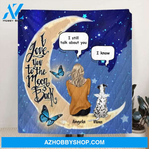 Custom Personalized Memorial Pet Blanket - Best Gift For Dog/Cat Lover - I Love You To The Moon & Back