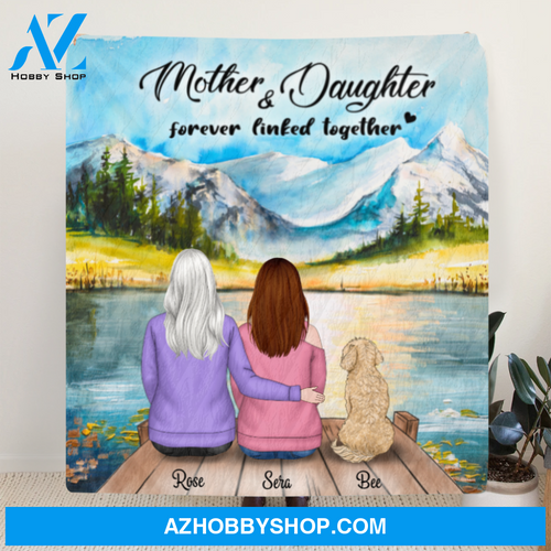 Custom Personalized Mother and Daughter Quilt Blanket - Mother, 1 Daughter, 1 Pet - Mother And Daughter Forever Linked Together - RDBLQY