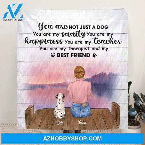 Custom Personalized Mother's Day/Father's Day Gift For Dog Mom/ Dog Dad- Mom/Dad With Upto 3 Pets Quilt Blanket - You are my therapist and my best friend