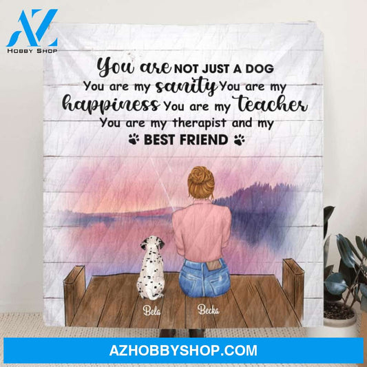 Custom Personalized Mother's Day/Father's Day Gift For Dog Mom/ Dog Dad- Mom/Dad With Upto 3 Pets Quilt Blanket - You are my therapist and my best friend