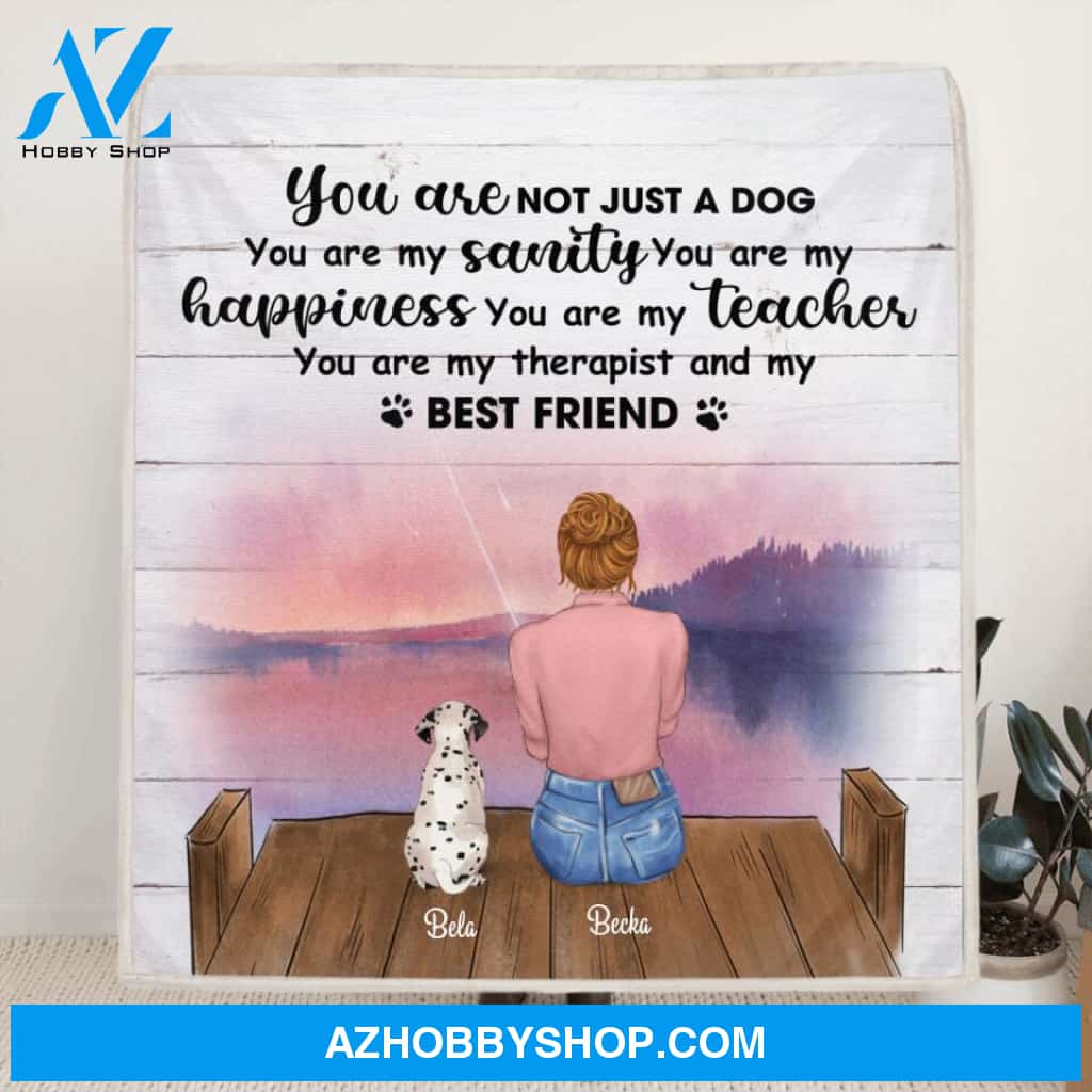 Custom Personalized Mother's Day/Father's Day Gift For Dog Mom/ Dog Dad- Mom/Dad With Upto 3 Pets Fleece Blanket - You are my therapist and my best friend