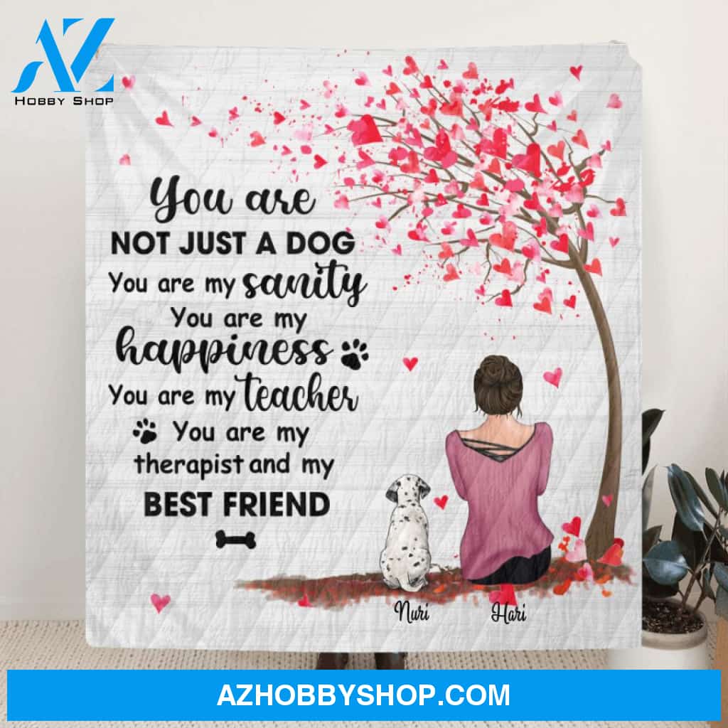 Custom Personalized Mother's Day/Father's Day Gift For Dog Mom/Dad- Mom/Dad With Upto 3 Pets Quilt Blanket - You are my therapist and my best friend
