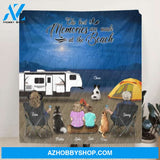 Custom Personalized Night Camping At Beach Fleece/ Quilt Blanket - Whole Family Upto 2 Kids 3 Pets - R8SZGQ