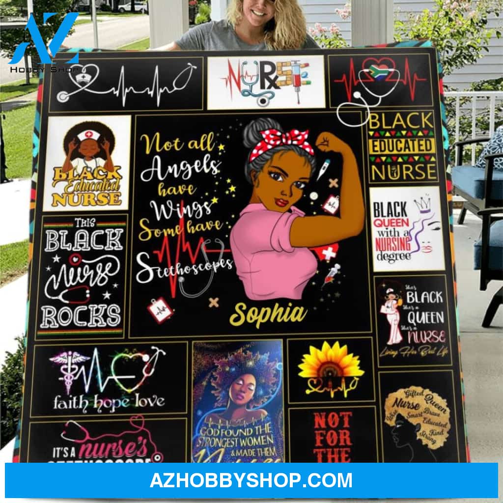 Custom Personalized Nurse Quilt/Single Layer Fleece Blanket - Gift Idea For Nurse - Not All Angels Have Wings, Some Have Stethoscopes