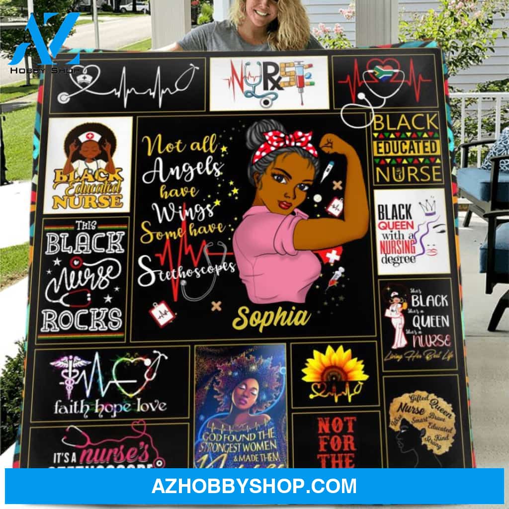 Custom Personalized Nurse Quilt/Single Layer Fleece Blanket - Gift Idea For Nurse - Not All Angels Have Wings, Some Have Stethoscopes
