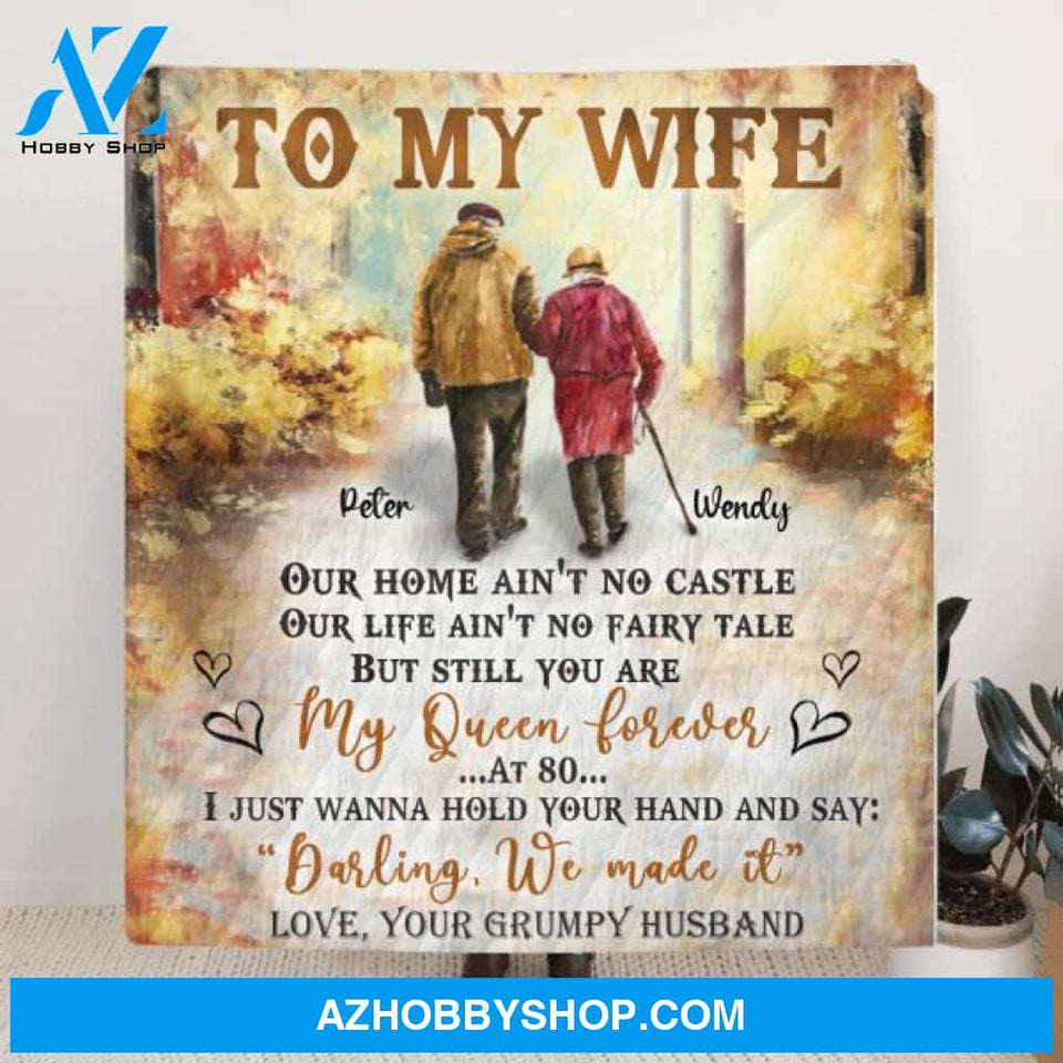 Custom Personalized Old Couple Blanket - Best Gift For Wife From Husband - Darling, We Made It