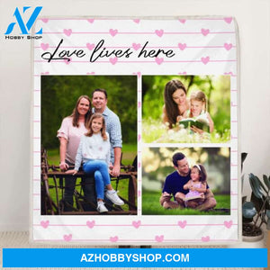 Custom Personalized Photo Collage Quilt/ Fleece Blanket - Best Gift For Family/Friends - Love Lives Here