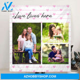 Custom Personalized Photo Collage Quilt/ Fleece Blanket - Best Gift For Family/Friends - Love Lives Here