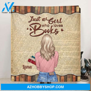 Custom Personalized Reading Book Quilt/Fleece Blanket - Gift Idea For Reading Lovers - Just A Girl Who Loves Books