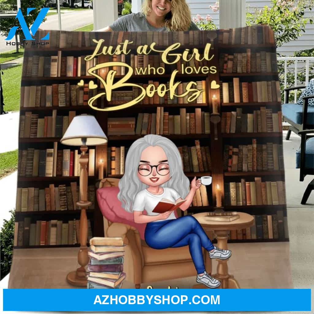 Custom Personalized Reading Book Girl Single Layer Fleece/ Quilt - Gift For Best Friend/Reading Lovers - Just A Girl Who Loves Books