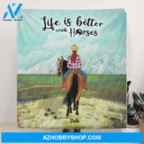 Custom Personalized Riding Horse Quilt Blanket - 1 Woman Riding Horse - Life Is Better With Horses - 5NE2CH