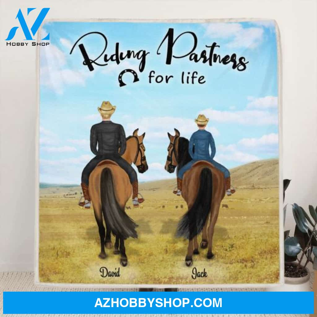 Custom Personalized Riding Horse Blanket, Best gift for dad - Father Upto 2 Kids - Riding Partners For Life