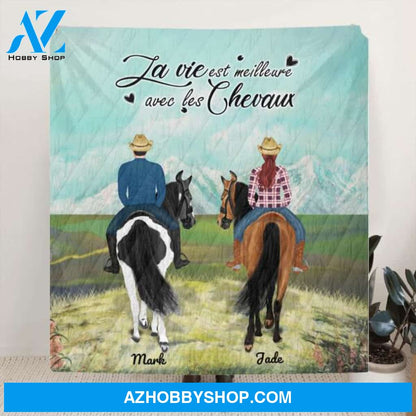 Custom Personalized Riding Horse Blanket - Best Gift For Couple, Horse Lovers - La vie est meilleure avec les chevaux