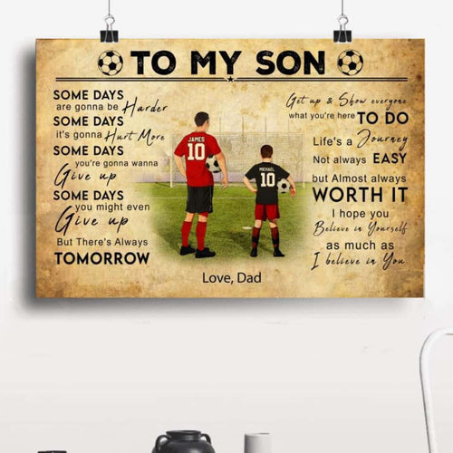 Custom Personalized Soccer Poster, Canvas with custom Name, Number, Appearance & Landscape, Vintage Style, To My Son, Gifts For Daughter NTB0304B02DP